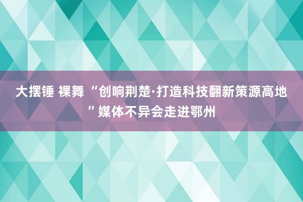 大摆锤 裸舞 “创响荆楚·打造科技翻新策源高地”媒体不异会走进鄂州