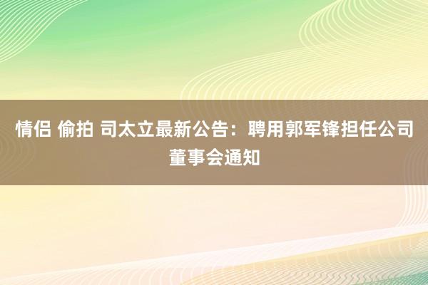 情侣 偷拍 司太立最新公告：聘用郭军锋担任公司董事会通知