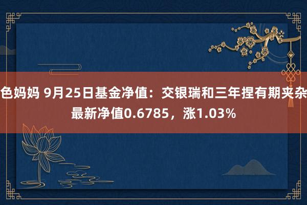 色妈妈 9月25日基金净值：交银瑞和三年捏有期夹杂最新净值0.6785，涨1.03%