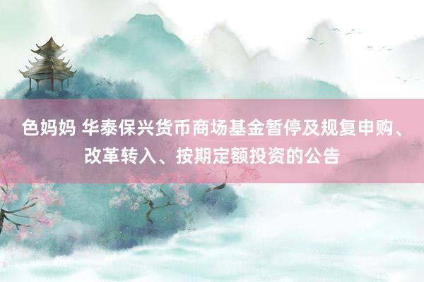 色妈妈 华泰保兴货币商场基金暂停及规复申购、改革转入、按期定额投资的公告