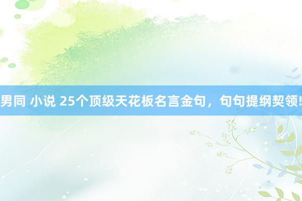 男同 小说 25个顶级天花板名言金句，句句提纲契领!