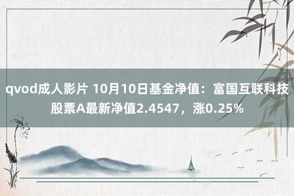 qvod成人影片 10月10日基金净值：富国互联科技股票A最新净值2.4547，涨0.25%