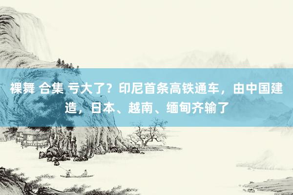 裸舞 合集 亏大了？印尼首条高铁通车，由中国建造，日本、越南、缅甸齐输了