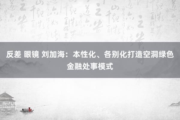 反差 眼镜 刘加海：本性化、各别化打造空洞绿色金融处事模式