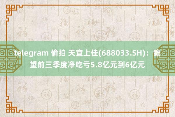 telegram 偷拍 天宜上佳(688033.SH)：瞻望前三季度净吃亏5.8亿元到6亿元