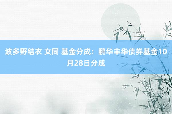 波多野结衣 女同 基金分成：鹏华丰华债券基金10月28日分成