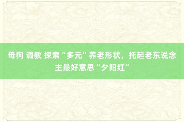 母狗 调教 探索“多元”养老形状，托起老东说念主最好意思“夕阳红”