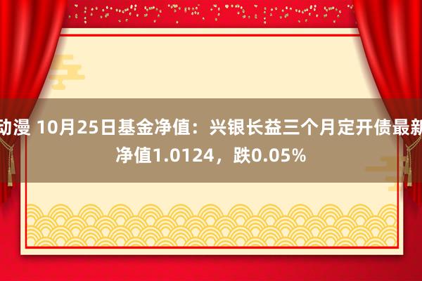 动漫 10月25日基金净值：兴银长益三个月定开债最新净值1.0124，跌0.05%