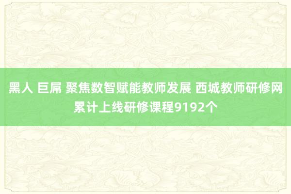 黑人 巨屌 聚焦数智赋能教师发展 西城教师研修网累计上线研修课程9192个