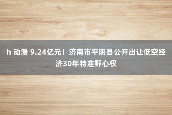 h 动漫 9.24亿元！济南市平阴县公开出让低空经济30年特准野心权