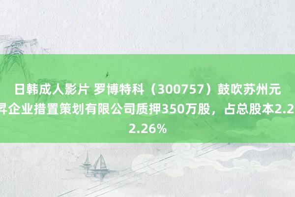 日韩成人影片 罗博特科（300757）鼓吹苏州元颉昇企业措置策划有限公司质押350万股，占总股本2.26%