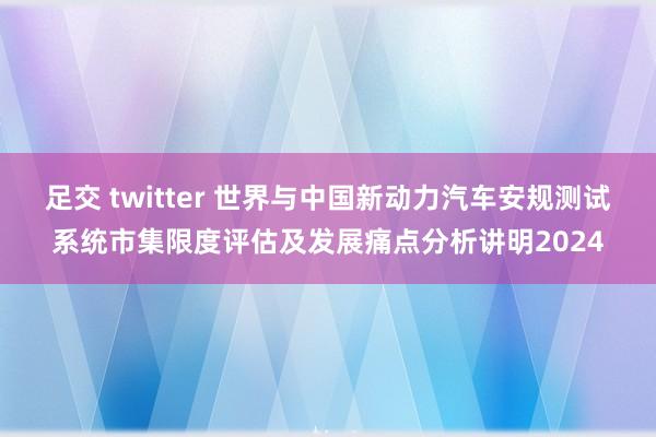 足交 twitter 世界与中国新动力汽车安规测试系统市集限度评估及发展痛点分析讲明2024