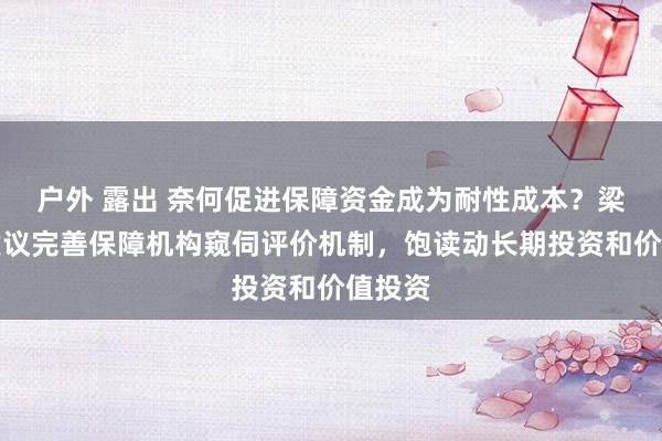 户外 露出 奈何促进保障资金成为耐性成本？梁涛：建议完善保障机构窥伺评价机制，饱读动长期投资和价值投资