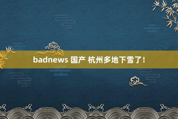 badnews 国产 杭州多地下雪了！