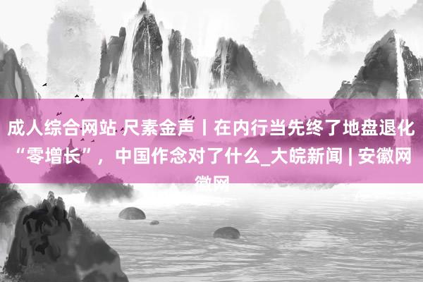 成人综合网站 尺素金声丨在内行当先终了地盘退化“零增长”，中国作念对了什么_大皖新闻 | 安徽网