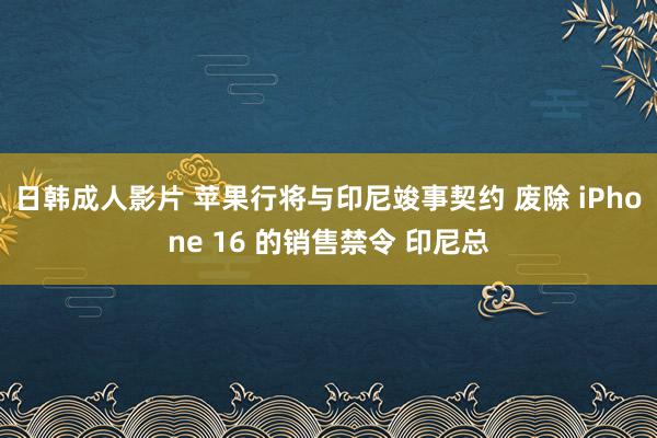 日韩成人影片 苹果行将与印尼竣事契约 废除 iPhone 16 的销售禁令 印尼总