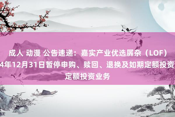 成人 动漫 公告速递：嘉实产业优选羼杂（LOF）2024年12月31日暂停申购、赎回、退换及如期定额投资业务