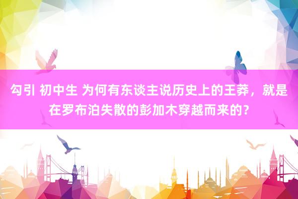 勾引 初中生 为何有东谈主说历史上的王莽，就是在罗布泊失散的彭加木穿越而来的？