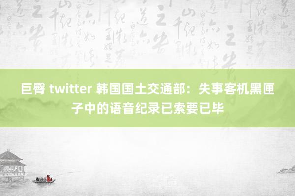 巨臀 twitter 韩国国土交通部：失事客机黑匣子中的语音纪录已索要已毕